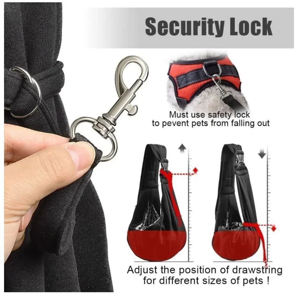 Tomkas Adjustable Pet Sling Carrier With Safety Lock & Zip Pocket Holds 10lbs